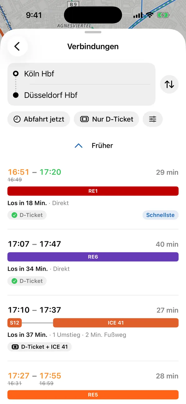 Schnellste Verbindung oder nur mit Deutschlandticket